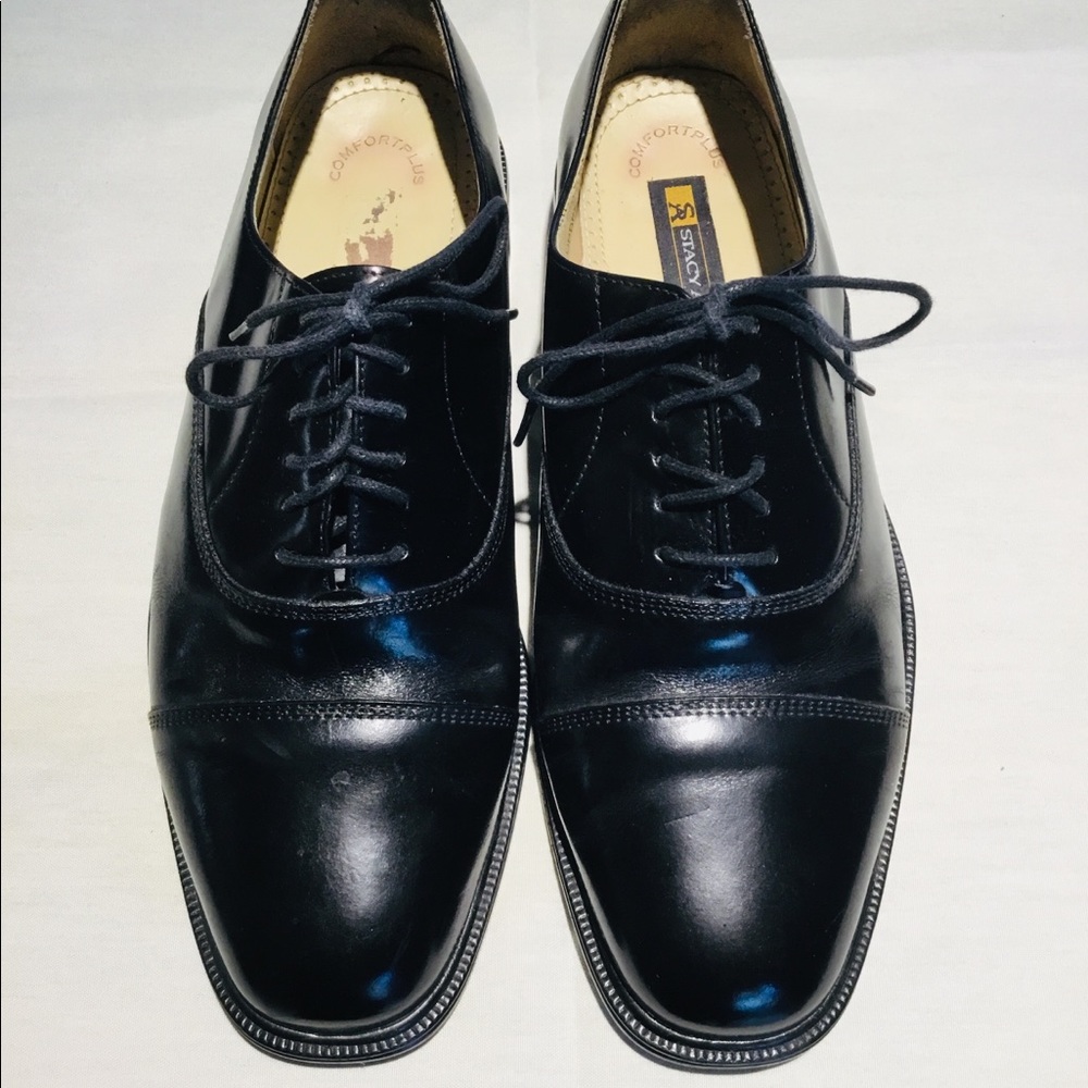 STACY ADAMS MEN BLACK SZ 9 OXFORD CAP TOE  SHOE
